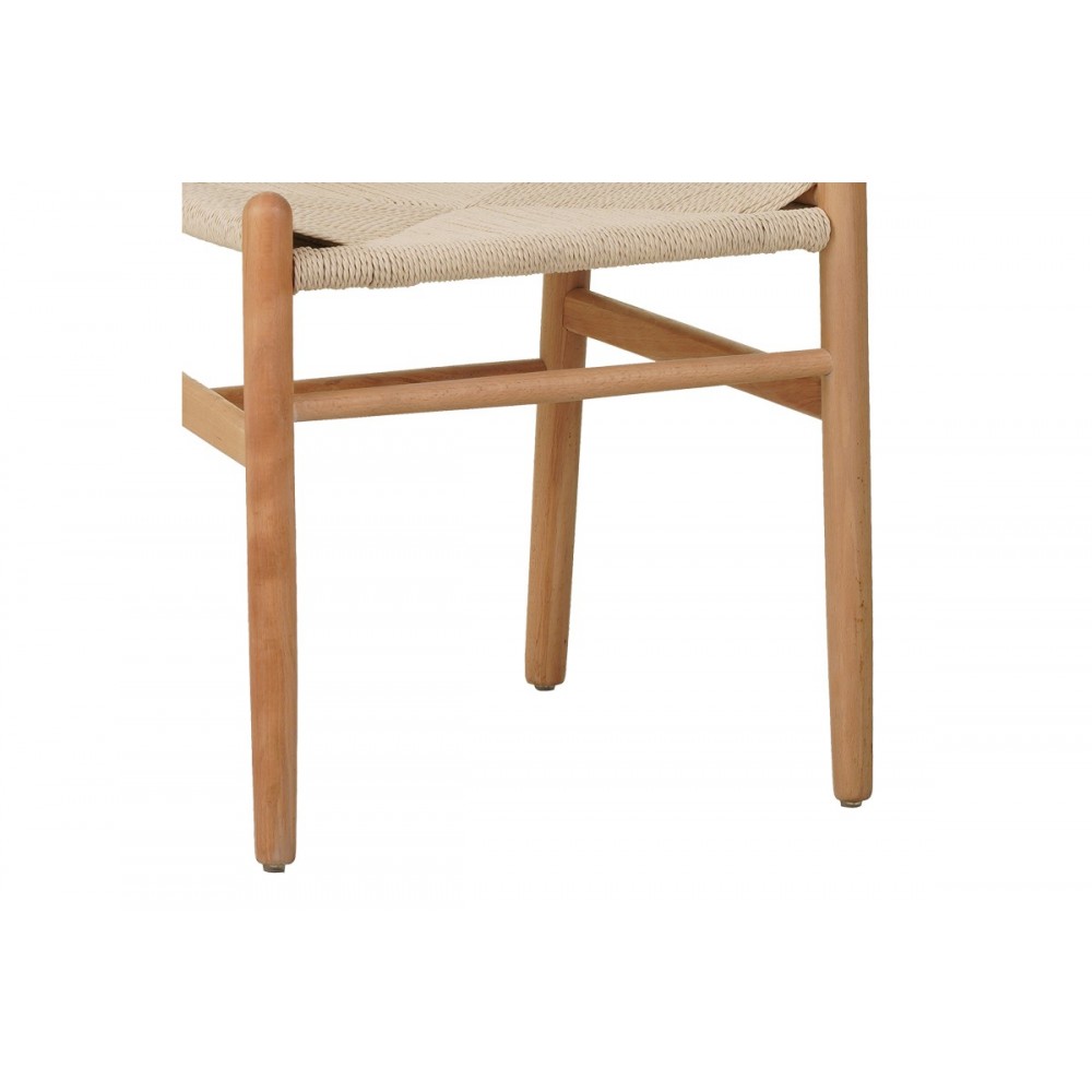 Καρέκλα "WISHBONE" από rubberwood/σχοινί σε χρώμα φυσικό 60x51x80