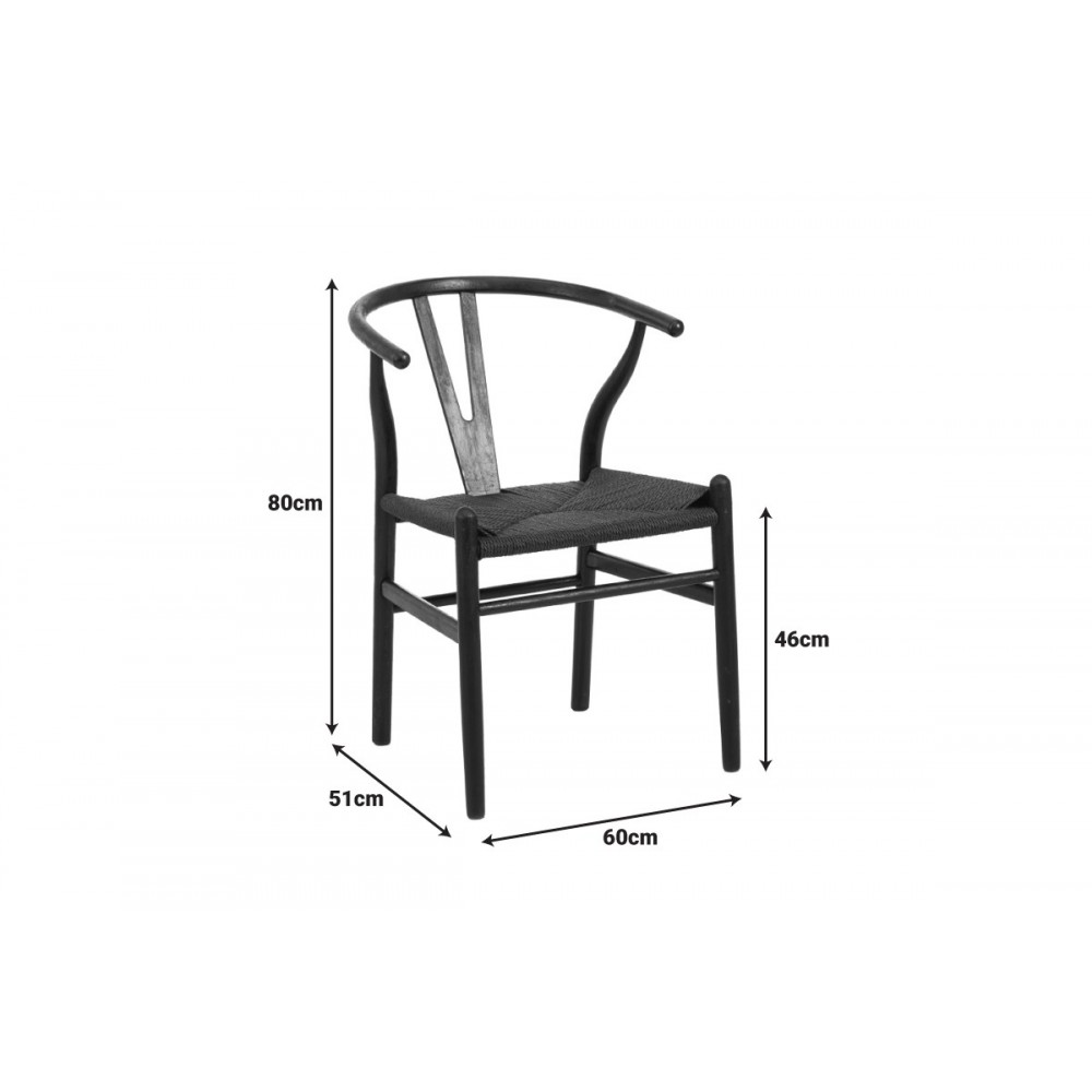 Καρέκλα "WISHBONE" από rubberwood/σχοινί σε χρώμα φυσικό 60x51x80