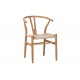 Καρέκλα "WISHBONE" από rubberwood/σχοινί σε χρώμα φυσικό 60x51x80