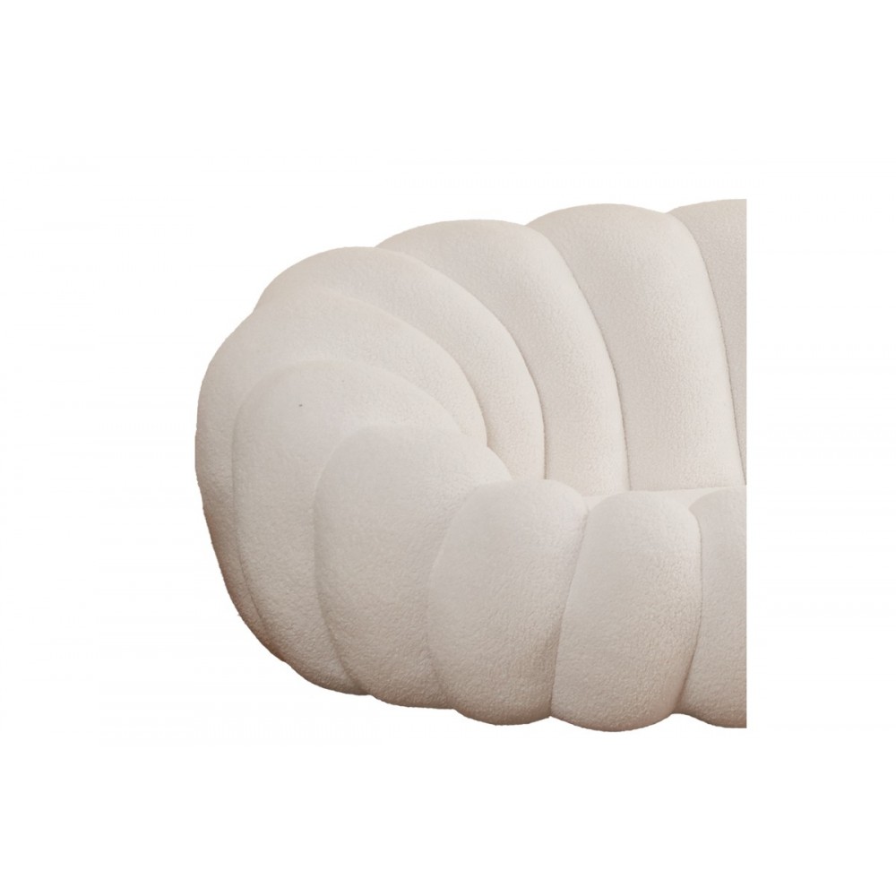 Καναπές "MARGARITINE" από μπουκλέ ύφασμα σε λευκό χρώμα 180x100x67