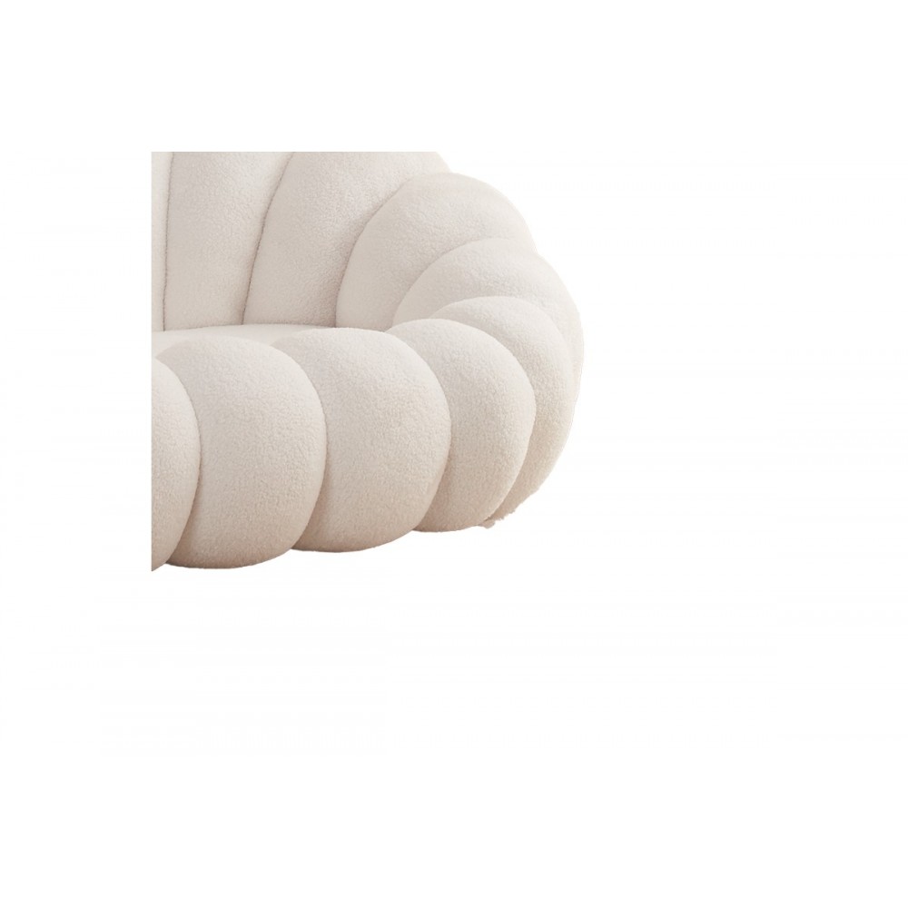 Καναπές "MARGARITINE" από μπουκλέ ύφασμα σε λευκό χρώμα 180x100x67