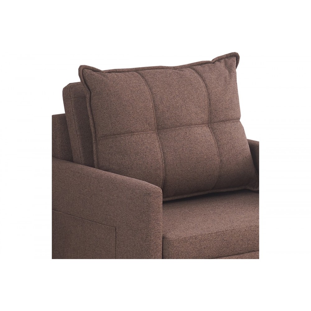 Πολυθρόνα-κρεβάτι "BARZENE" από ύφασμα σε καφέ χρώμα 96x83x75