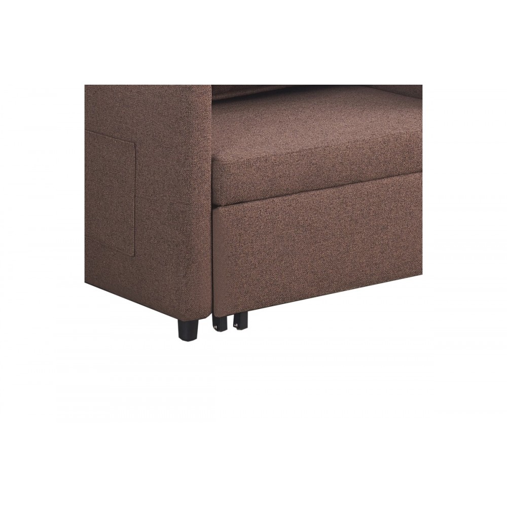 Πολυθρόνα-κρεβάτι "BARZENE" από ύφασμα σε καφέ χρώμα 96x83x75