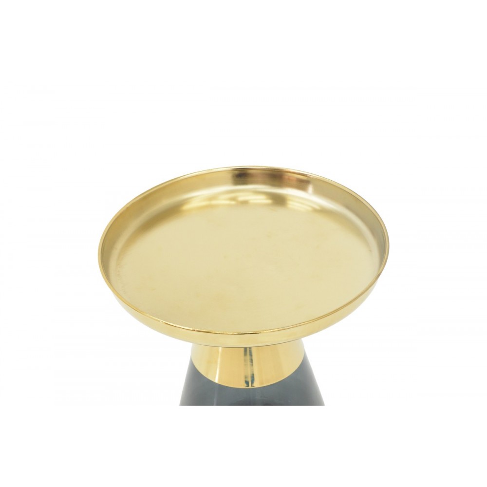 Βοηθητικό τραπέζι "KUNLO" από χρώμιο/γυαλί σε χρυσό/μαύρο χρώμα Φ50x53.5