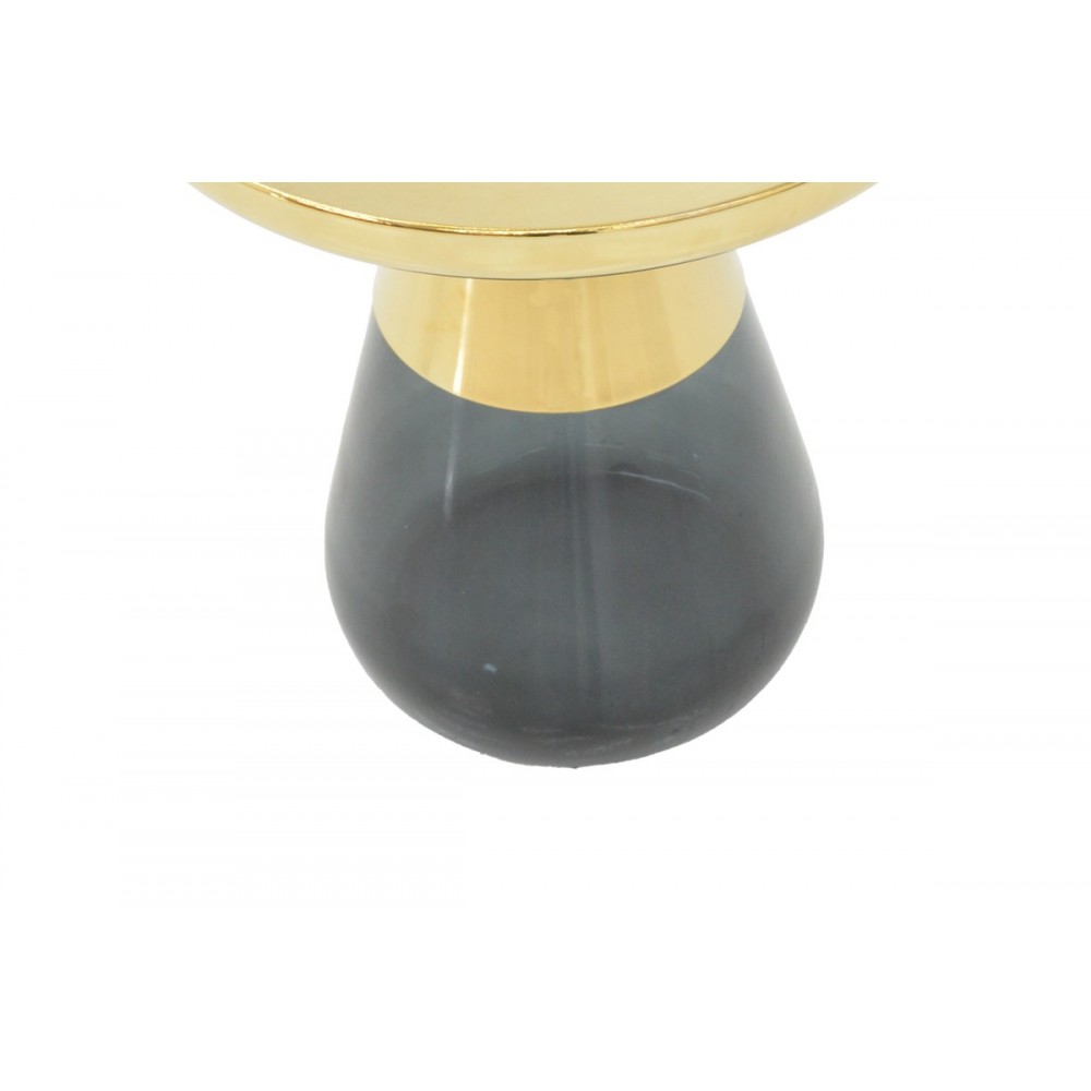 Βοηθητικό τραπέζι "KUNLO" από χρώμιο/γυαλί σε χρυσό/μαύρο χρώμα Φ50x53.5