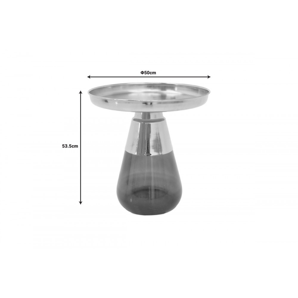 Βοηθητικό τραπέζι "KUNLO" από χρώμιο/γυαλί σε χρυσό/μαύρο χρώμα Φ50x53.5