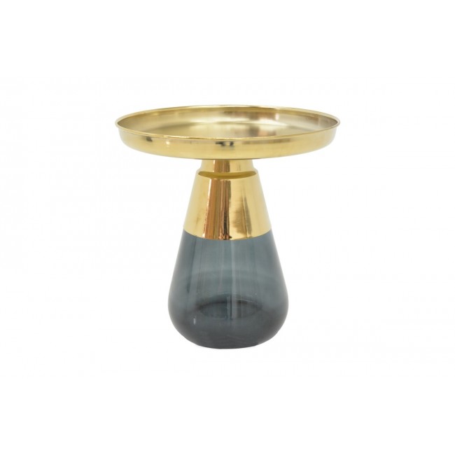 Βοηθητικό τραπέζι "KUNLO" από χρώμιο/γυαλί σε χρυσό/μαύρο χρώμα Φ50x53.5