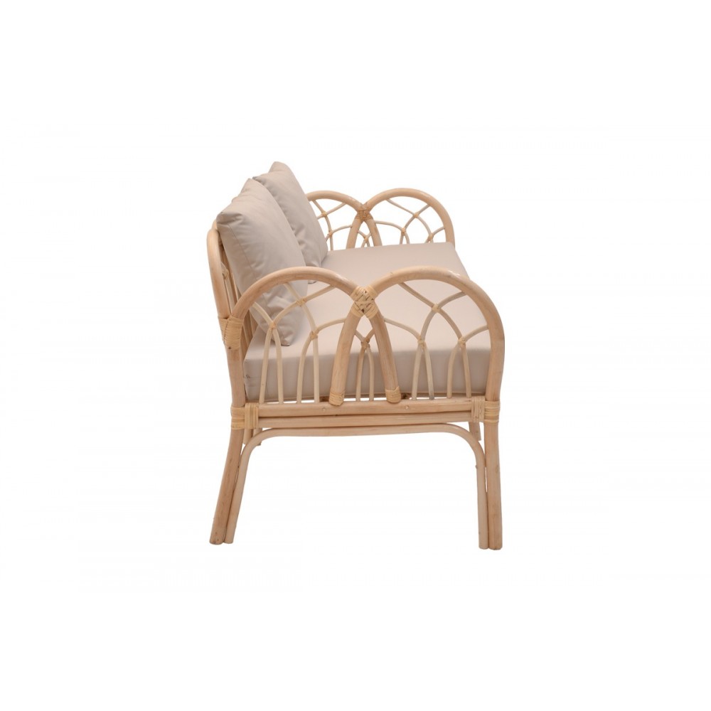 Καναπές "YTRONE" από pe rattan σε φυσικό χρώμα 166x61.5x71