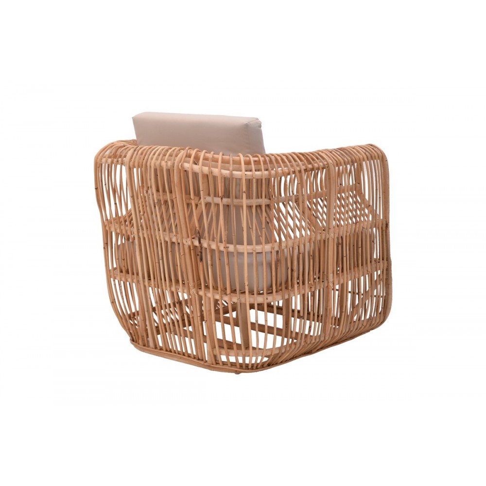 Πολυθρόνα "FAJOLE" από pe rattan σε φυσικό χρώμα 86x86x66