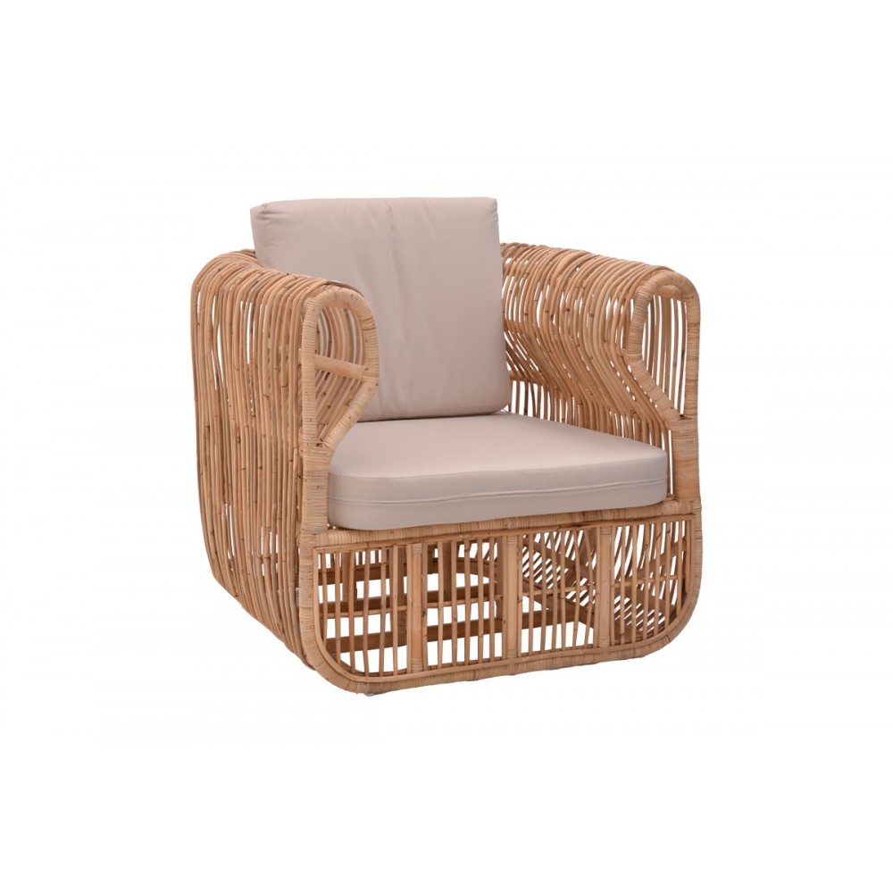 Πολυθρόνα "FAJOLE" από pe rattan σε φυσικό χρώμα 86x86x66