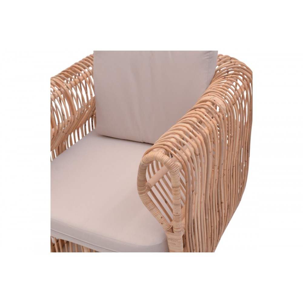 Πολυθρόνα "FAJOLE" από pe rattan σε φυσικό χρώμα 86x86x66