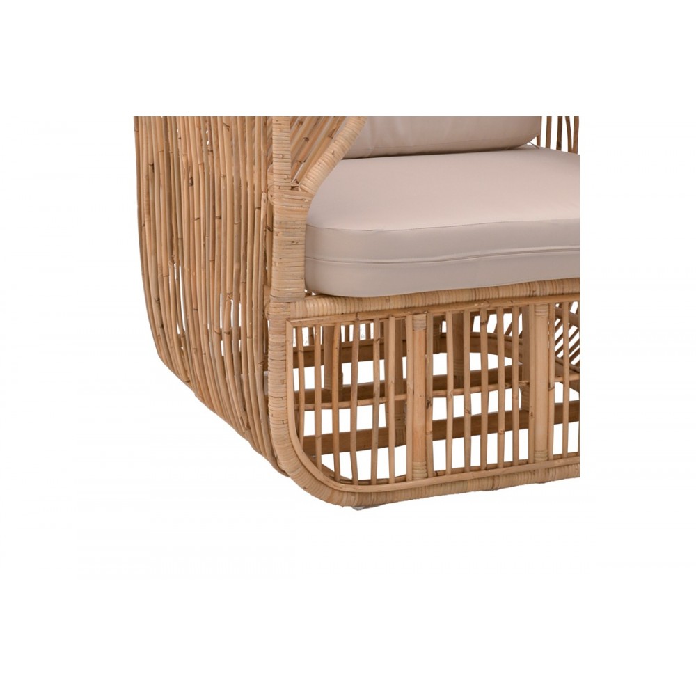 Πολυθρόνα "FAJOLE" από pe rattan σε φυσικό χρώμα 86x86x66