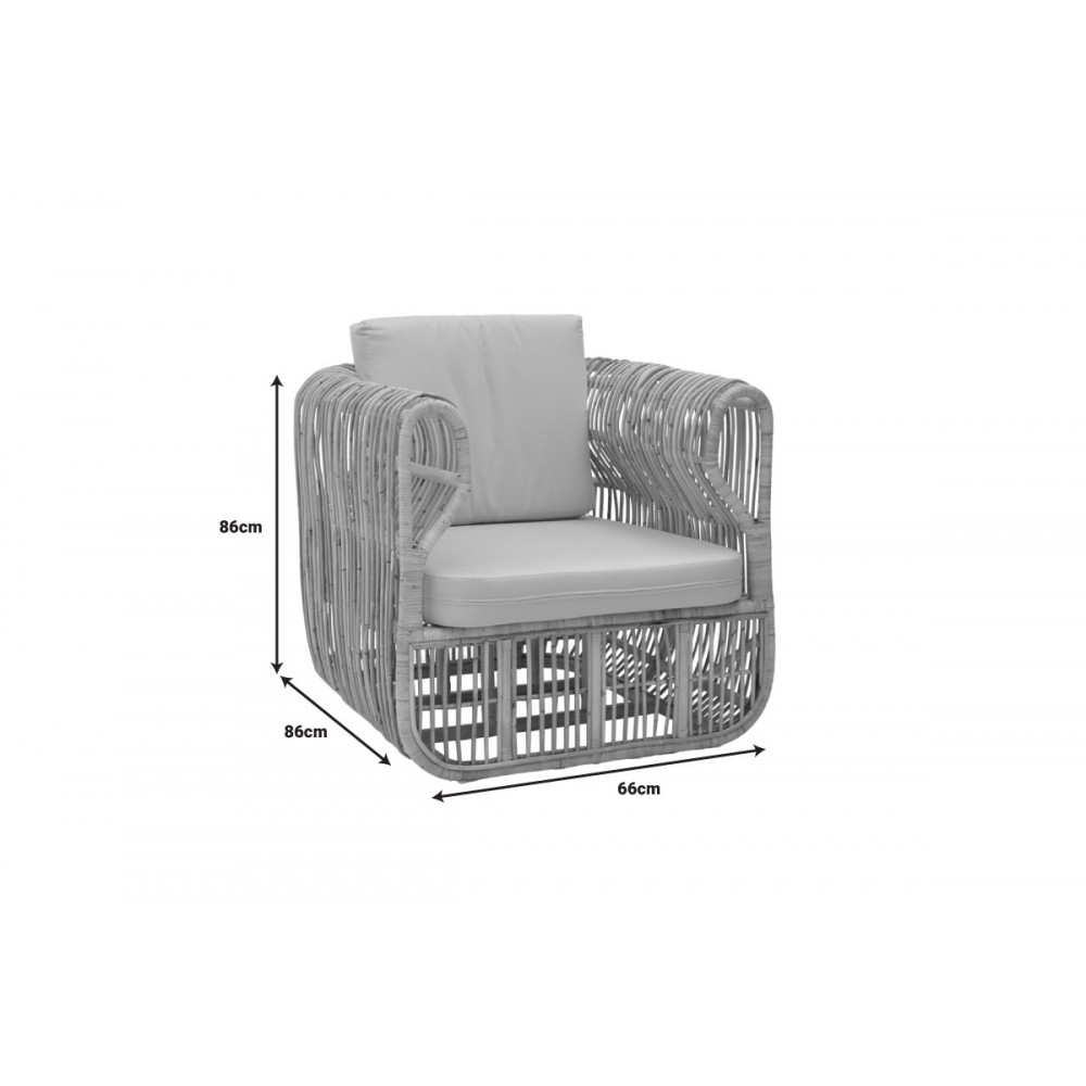 Πολυθρόνα "FAJOLE" από pe rattan σε φυσικό χρώμα 86x86x66