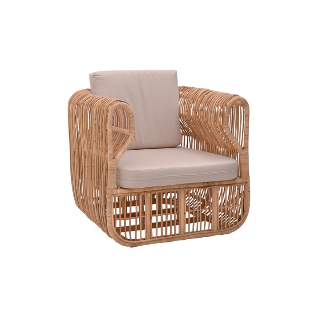 Πολυθρόνα "FAJOLE" από pe rattan σε φυσικό χρώμα 86x86x66