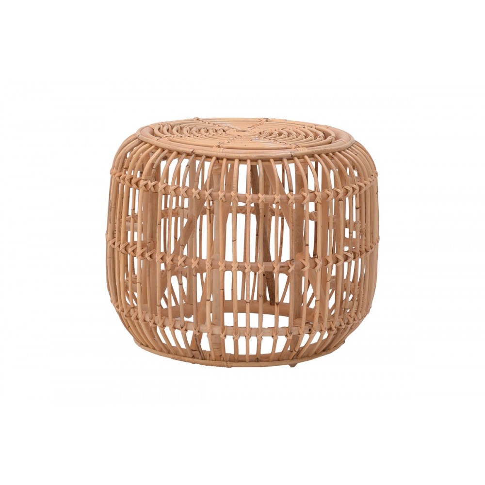 Σκαμπό "RAJESTY" από pe rattan σε φυσικό χρώμα Φ60x46