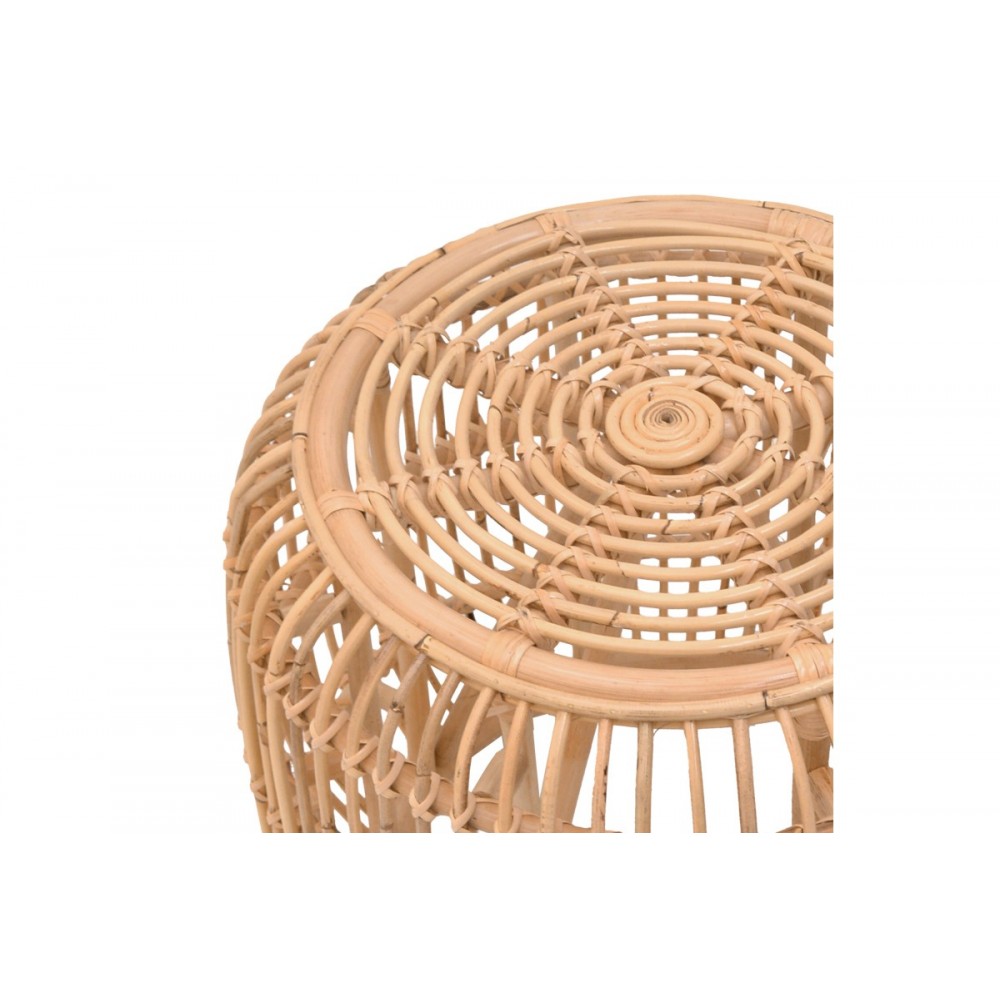 Σκαμπό "RAJESTY" από pe rattan σε φυσικό χρώμα Φ60x46