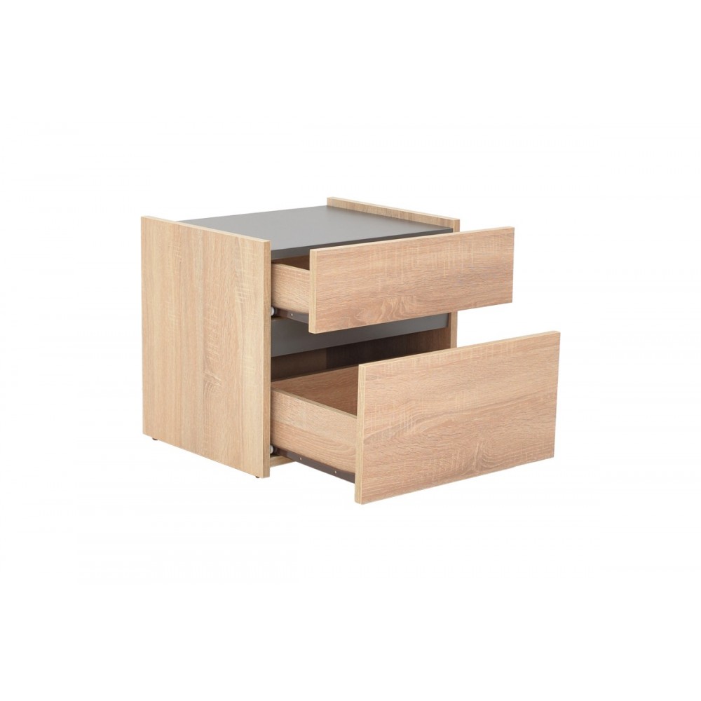 Κομοδίνο "COMCIE" σε φυσικό/γκρι χρώμα 50x42x45.5