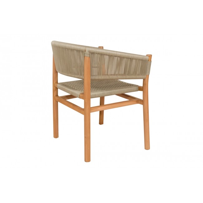 Πολυθρόνα "KAJONE" από ξύλο/σχοινί σε φυσικό/κρεμ χρώμα 62x55x75