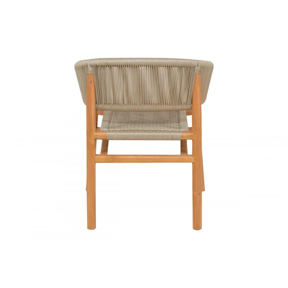 Πολυθρόνα "KAJONE" από ξύλο/σχοινί σε φυσικό/κρεμ χρώμα 62x55x75