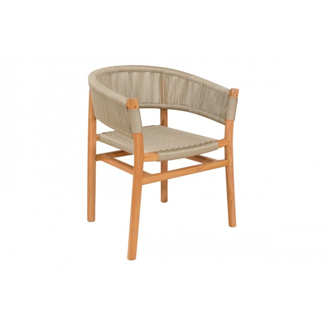 Πολυθρόνα "KAJONE" από ξύλο/σχοινί σε φυσικό/κρεμ χρώμα 62x55x75