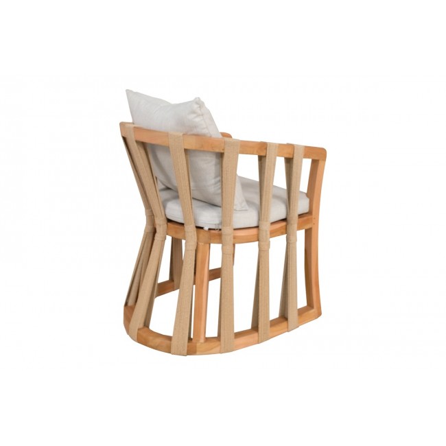 Πολυθρόνα "MORANI" από ξύλο/σχοινί σε φυσικό χρώμα 61x66x75