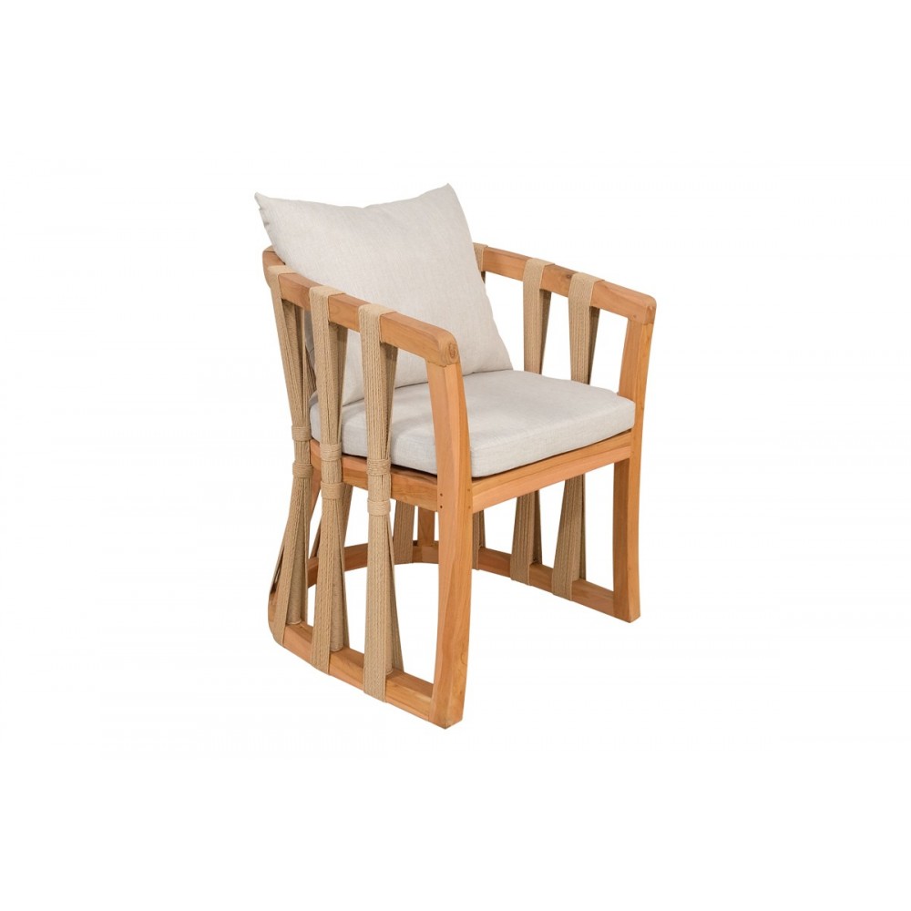 Πολυθρόνα "MORANI" από ξύλο/σχοινί σε φυσικό χρώμα 61x66x75