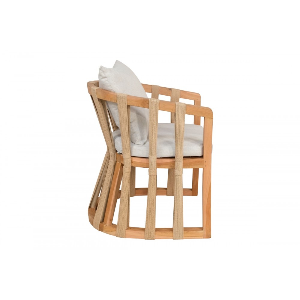 Πολυθρόνα "MORANI" από ξύλο/σχοινί σε φυσικό χρώμα 61x66x75