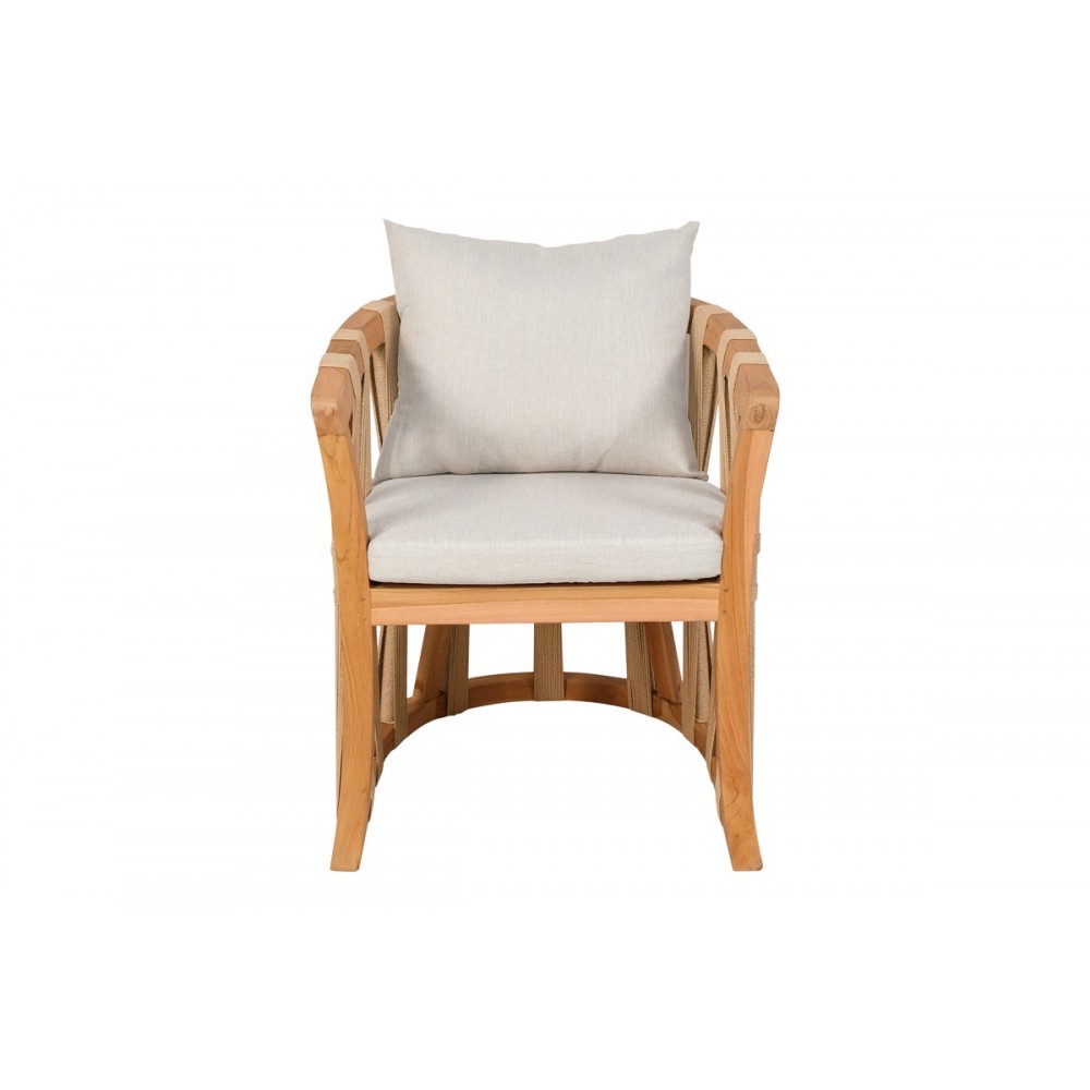 Πολυθρόνα "MORANI" από ξύλο/σχοινί σε φυσικό χρώμα 61x66x75