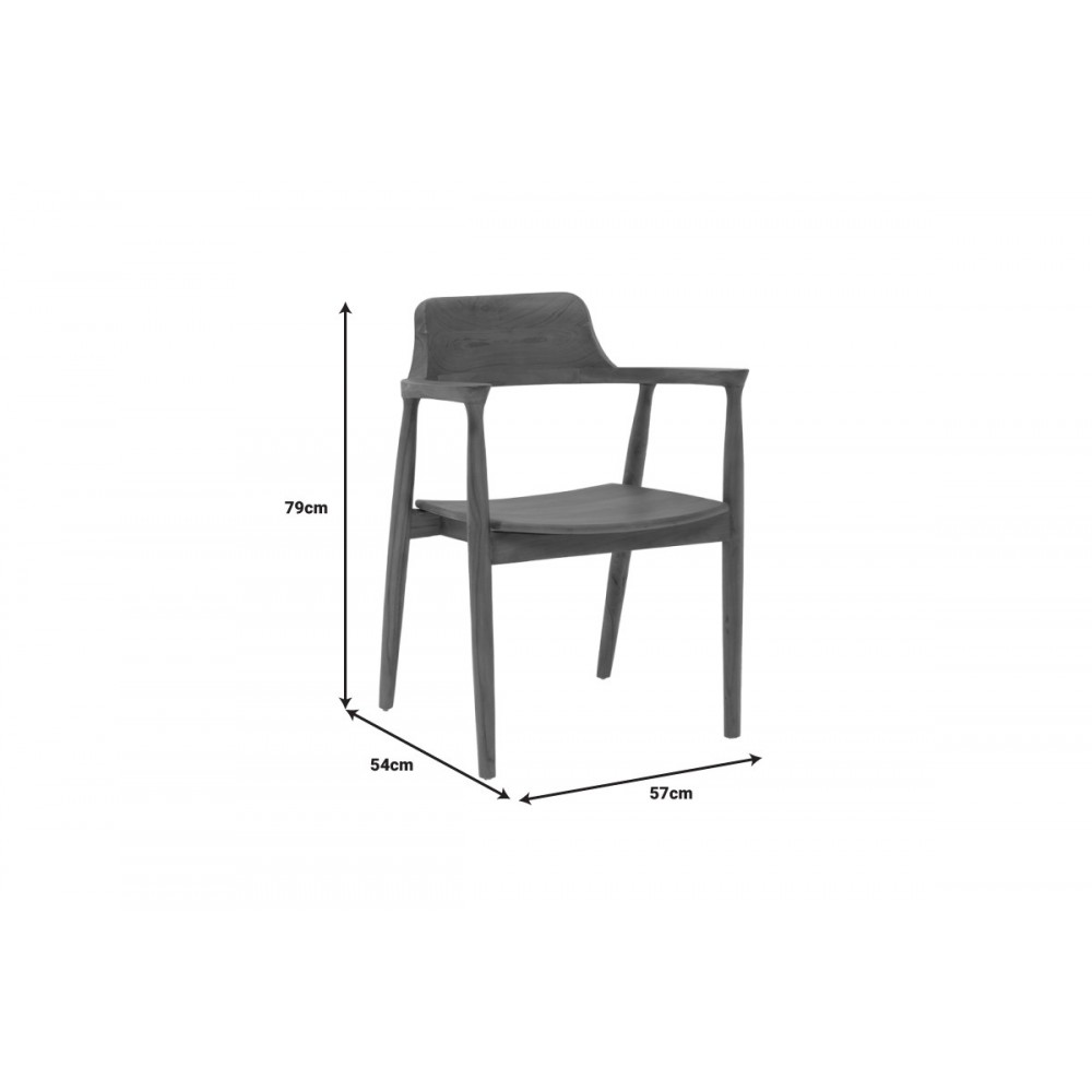 Πολυθρόνα "JAMBENE" από ξύλο σε καρυδί χρώμα 57x54x79