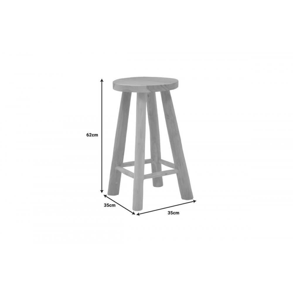 Σκαμπό "CHARLOCE" από ξύλο σε φυσικό χρώμα Φ35x62