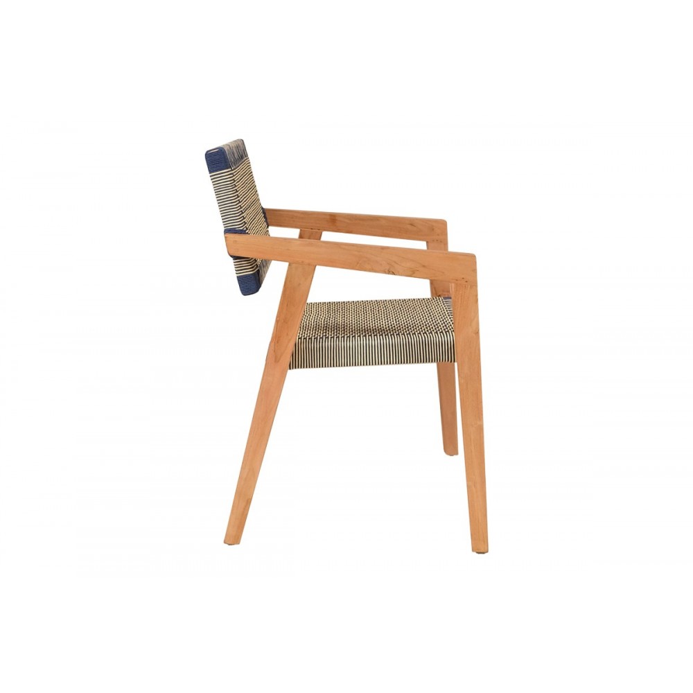 Πολυθρόνα "SALAMA" από ξύλο/σχοινί σε φυσικό/κρεμ χρώμα 57x60x85