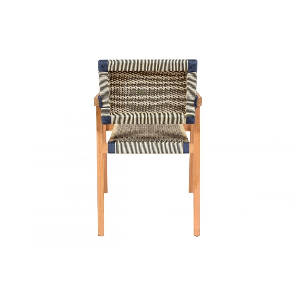 Πολυθρόνα "SALAMA" από ξύλο/σχοινί σε φυσικό/κρεμ χρώμα 57x60x85