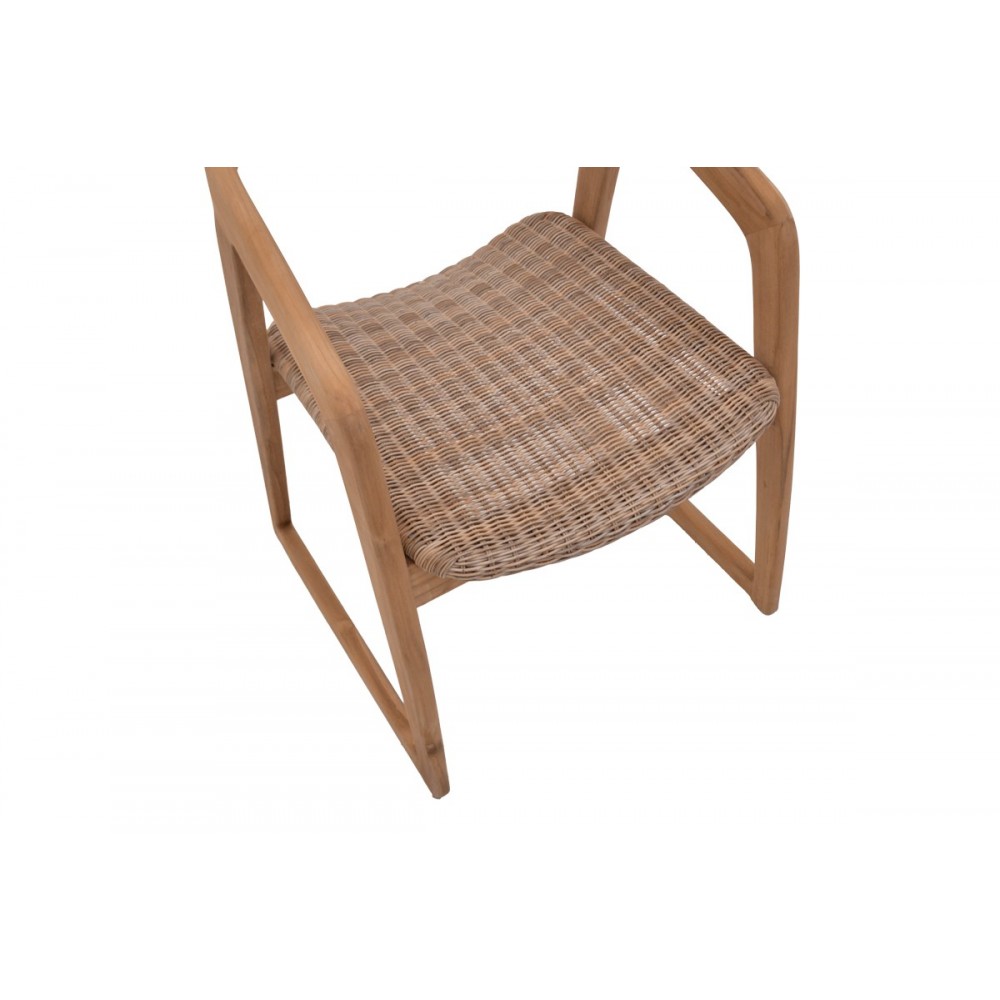 Πολυθρόνα "SOMALIA" από ξύλο/pe rattan σε φυσικό/καφέ χρώμα 57x62x80