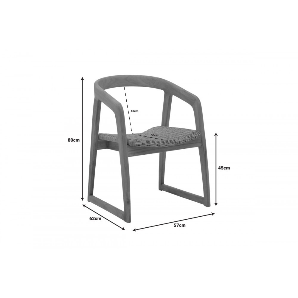 Πολυθρόνα "SOMALIA" από ξύλο/pe rattan σε φυσικό/καφέ χρώμα 57x62x80