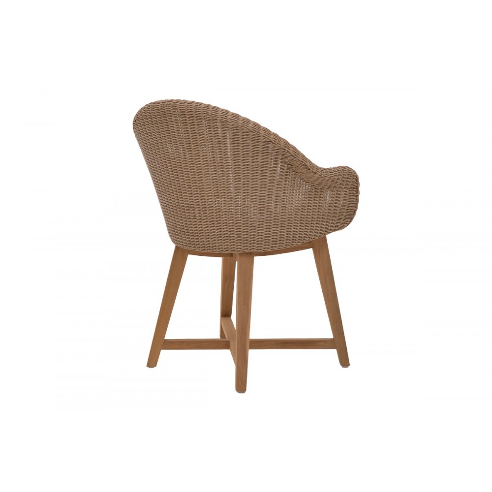 Πολυθρόνα "SOLSO" από ξύλο/pe rattan σε φυσικό/καφέ χρώμα 62x58x78