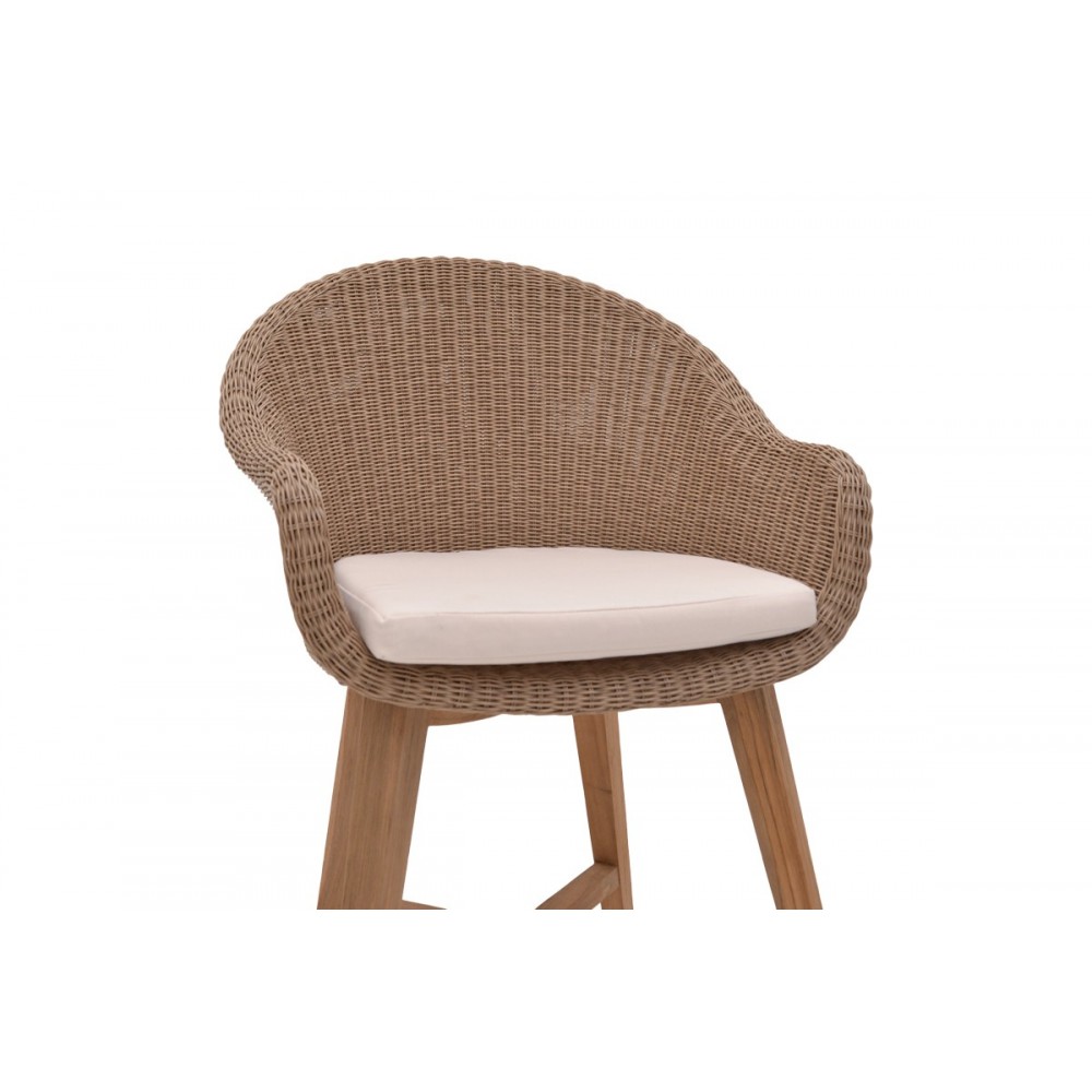 Πολυθρόνα "SOLSO" από ξύλο/pe rattan σε φυσικό/καφέ χρώμα 62x58x78