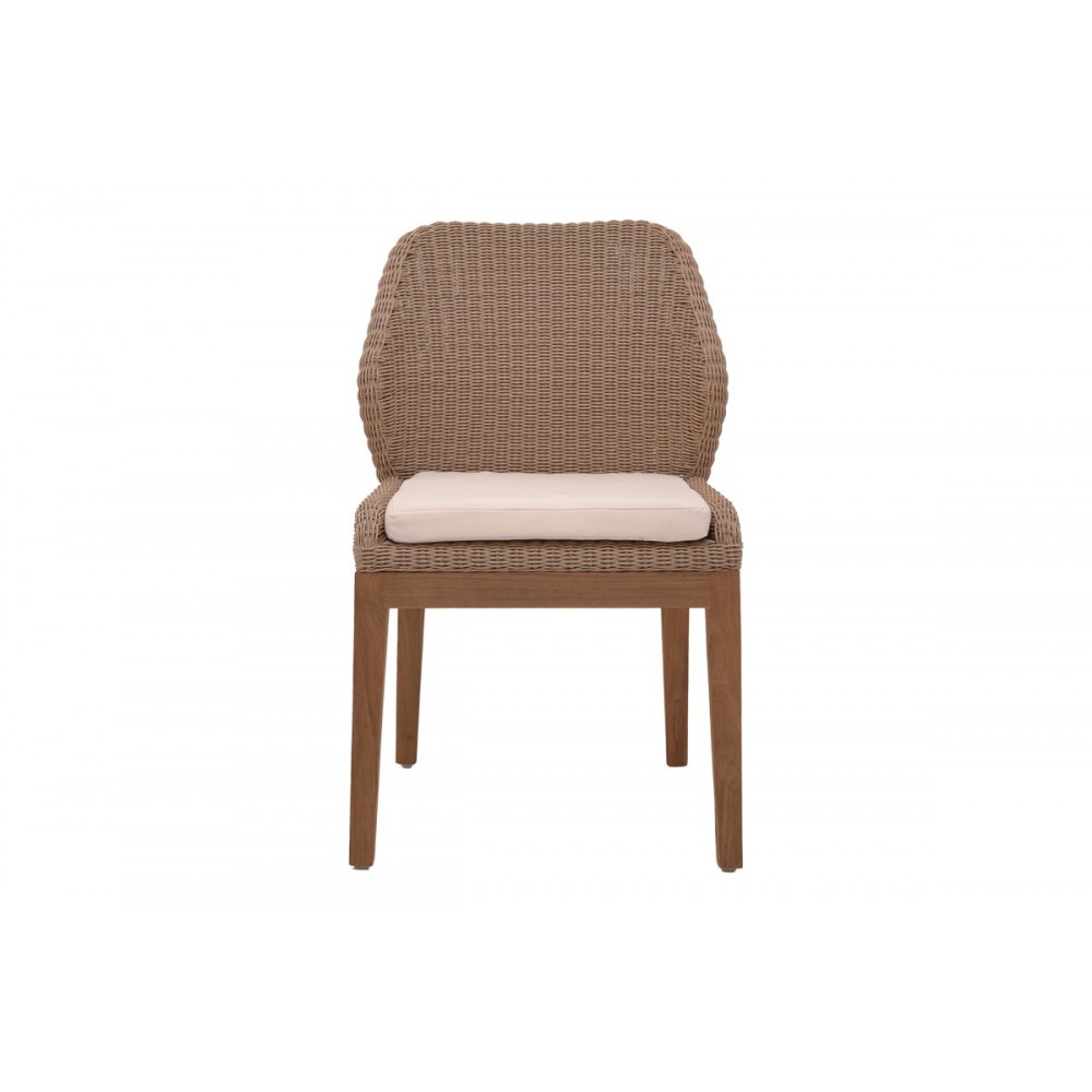 Καρέκλα "SWINTON" από ξύλο/pe rattan σε φυσικό/καφέ χρώμα 53x63x86