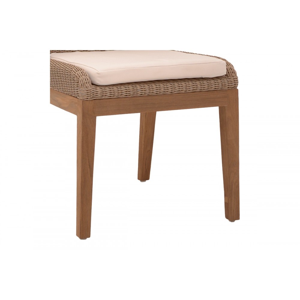 Καρέκλα "SWINTON" από ξύλο/pe rattan σε φυσικό/καφέ χρώμα 53x63x86