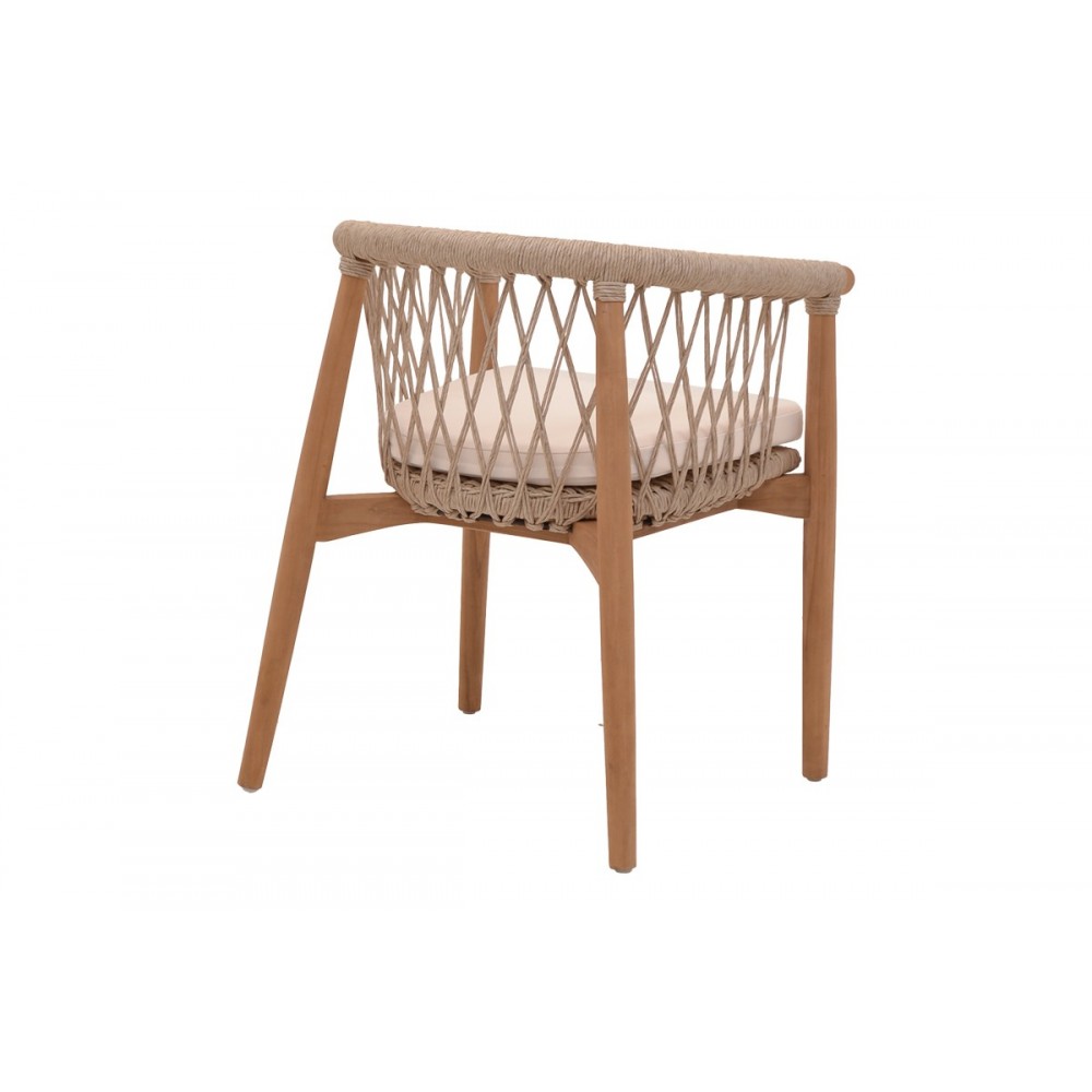 Πολυθρόνα "ABBY" από ξύλο/σχοινί σε φυσικό χρώμα 60x58x78