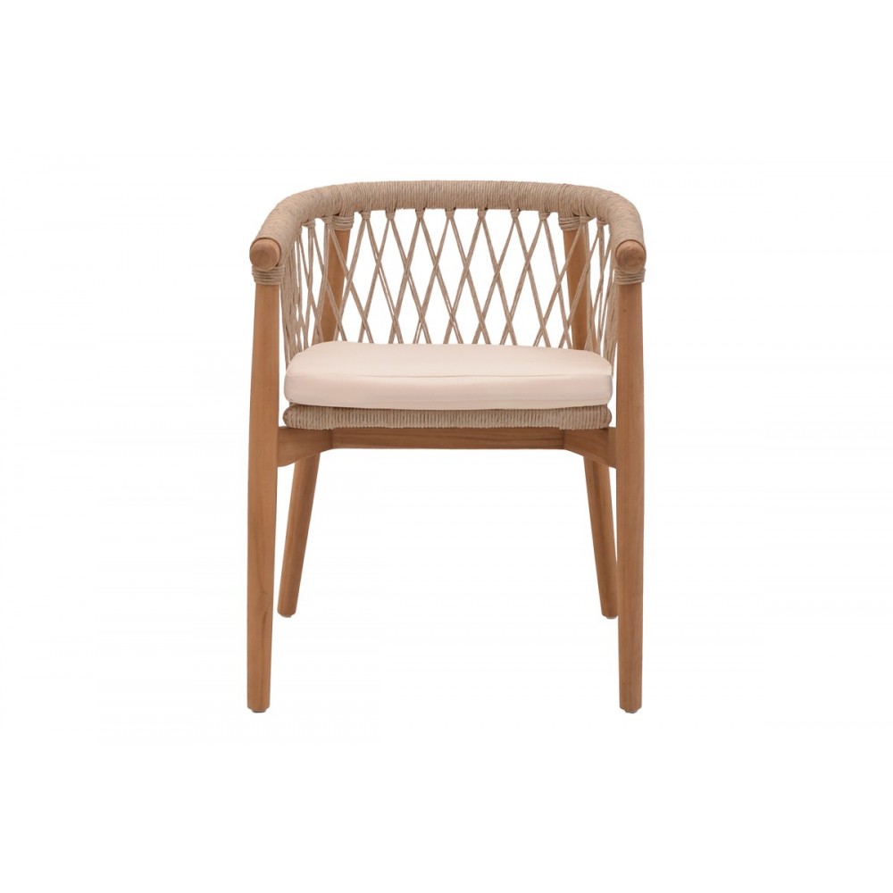 Πολυθρόνα "ABBY" από ξύλο/σχοινί σε φυσικό χρώμα 60x58x78