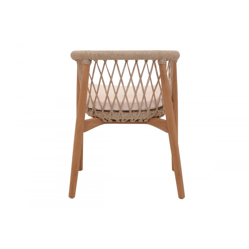 Πολυθρόνα "ABBY" από ξύλο/σχοινί σε φυσικό χρώμα 60x58x78