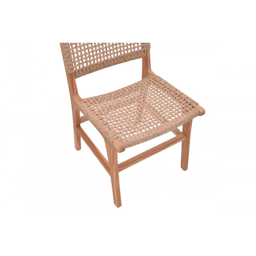 Καρέκλα "SPONZE" από ξύλο/σχοινί σε φυσικό χρώμα 50x58x85εκ