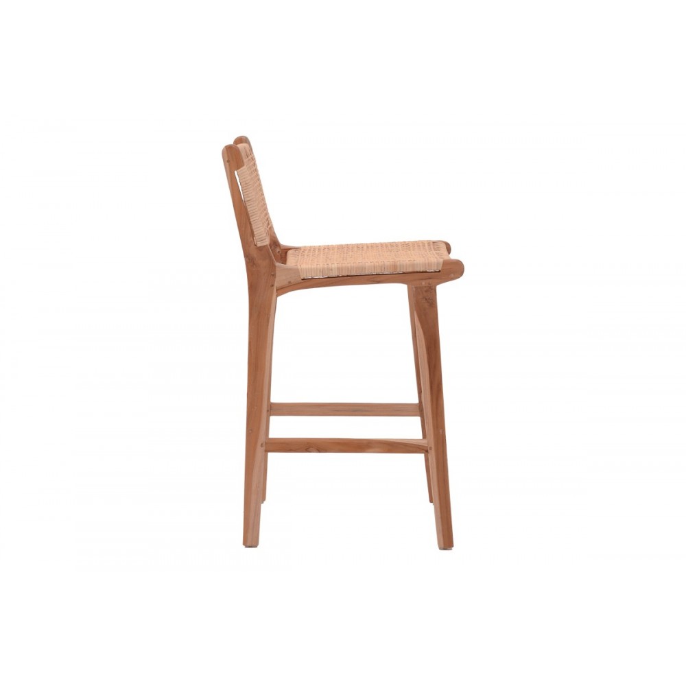 Σκαμπό μπαρ "SPONZE" από ξύλο/rattan σε φυσικό χρώμα 40x47x89