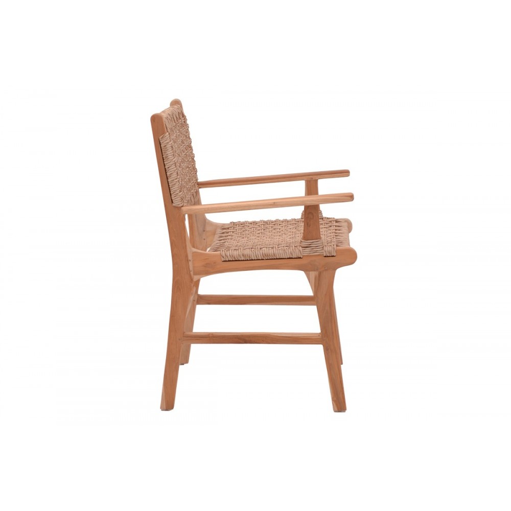 Πολυθρόνα "SPONZE" από ξύλο/σχοινί σε φυσικό χρώμα 54x60x86