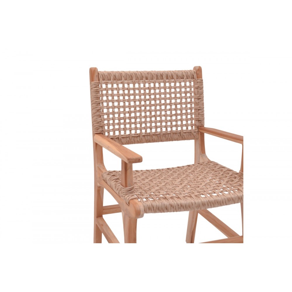 Πολυθρόνα "SPONZE" από ξύλο/σχοινί σε φυσικό χρώμα 54x60x86