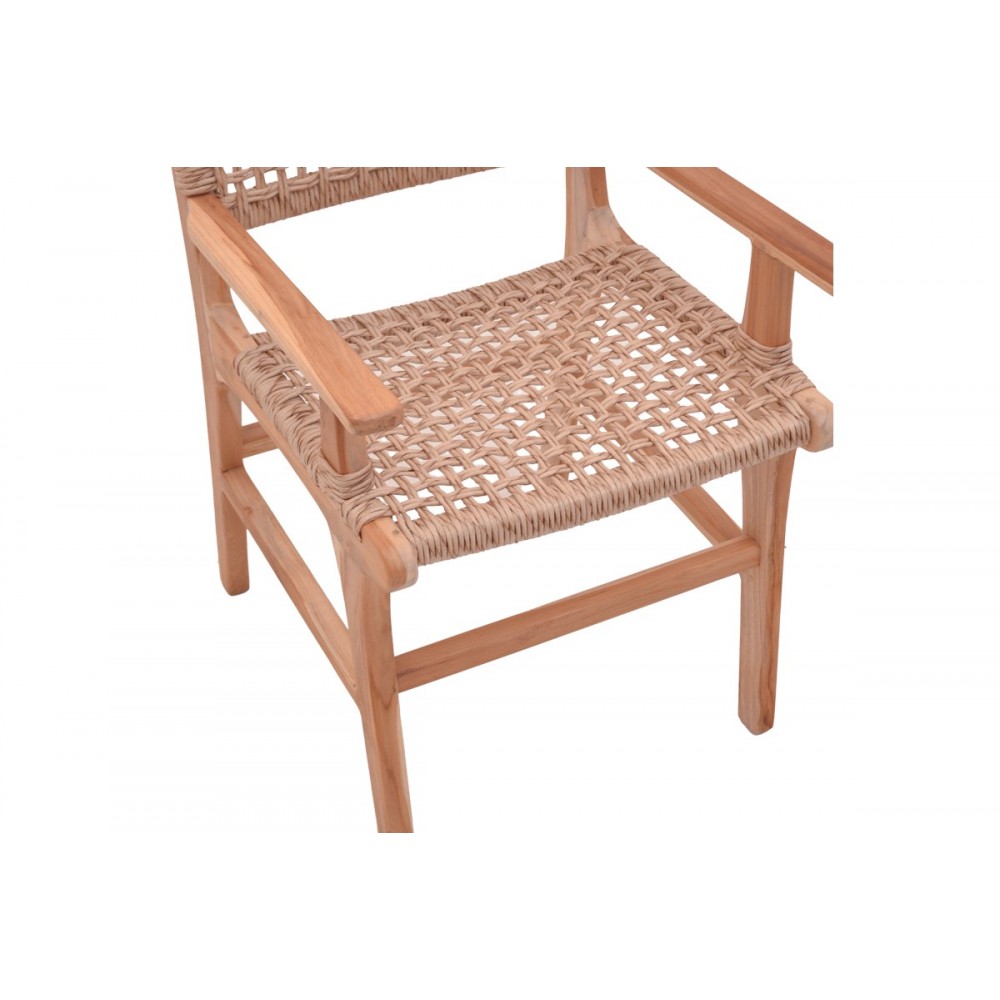Πολυθρόνα "SPONZE" από ξύλο/σχοινί σε φυσικό χρώμα 54x60x86