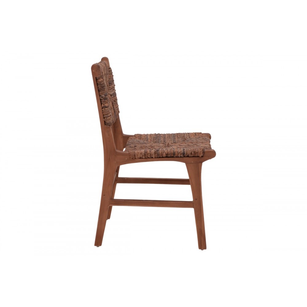 Καρέκλα "REFANE" από ξύλο/σχοινί σε καρυδί χρώμα 50x58x85