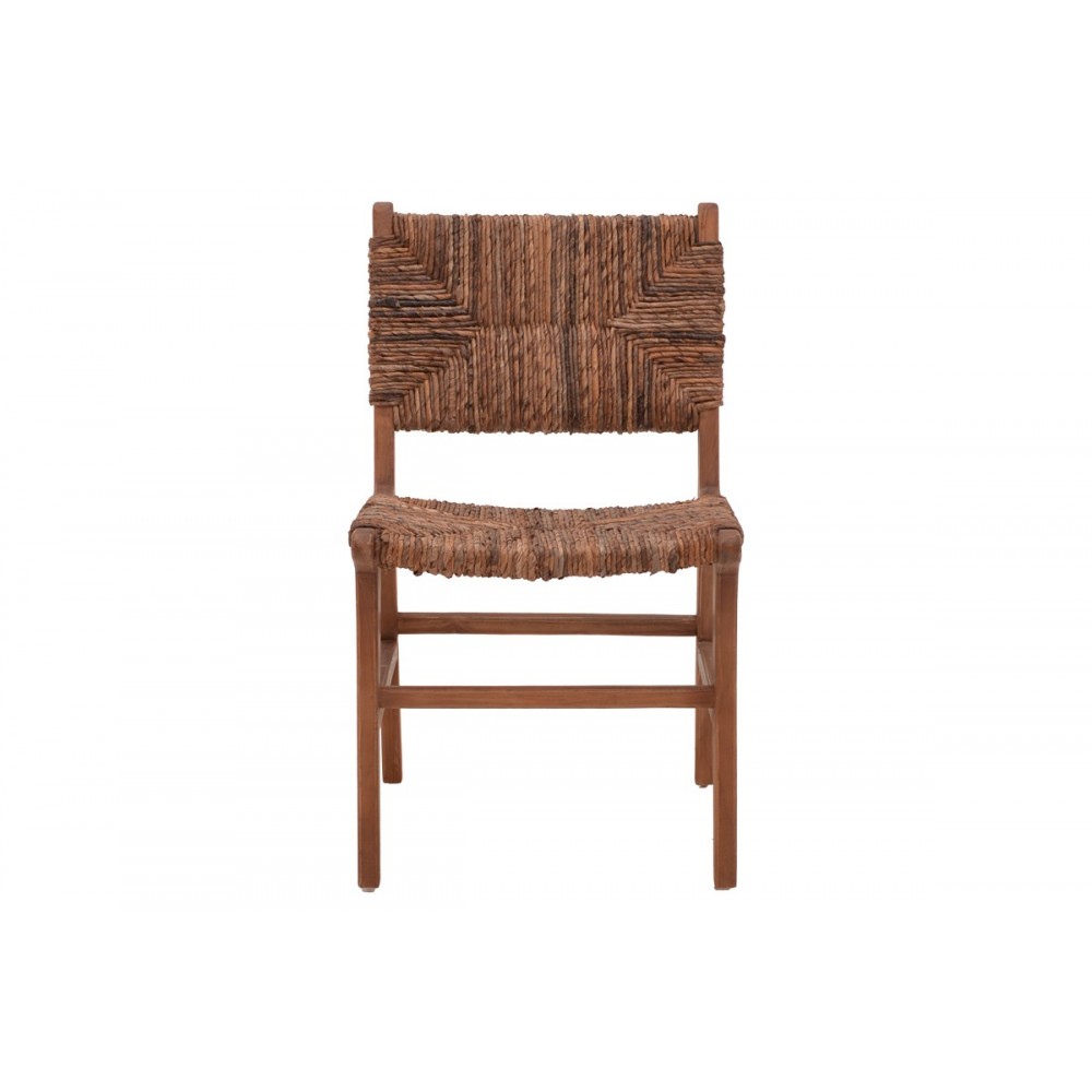 Καρέκλα "REFANE" από ξύλο/σχοινί σε καρυδί χρώμα 50x58x85