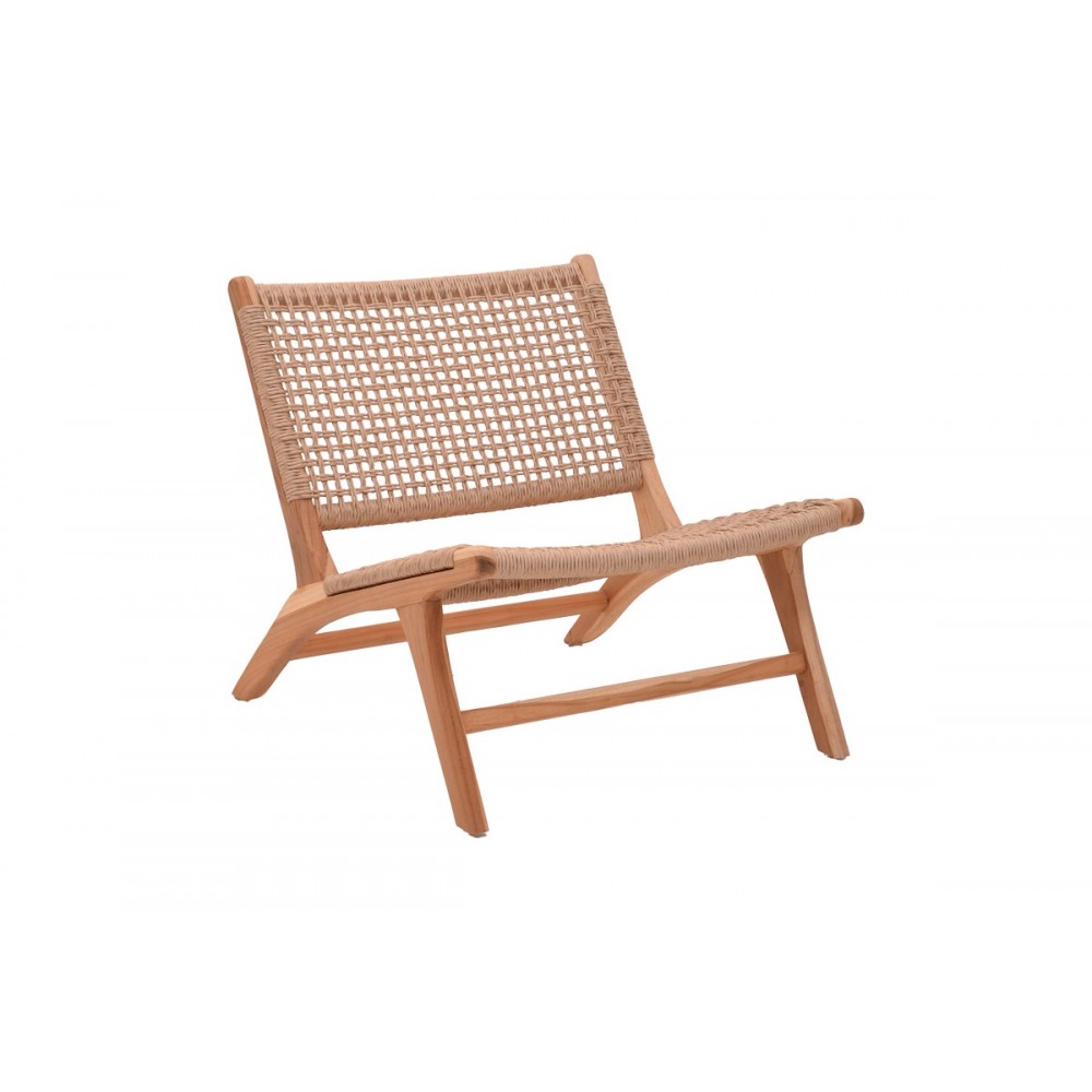 Πολυθρόνα "BEATRICE" από ξύλο/σχοινί σε φυσικό χρώμα 65x78x68