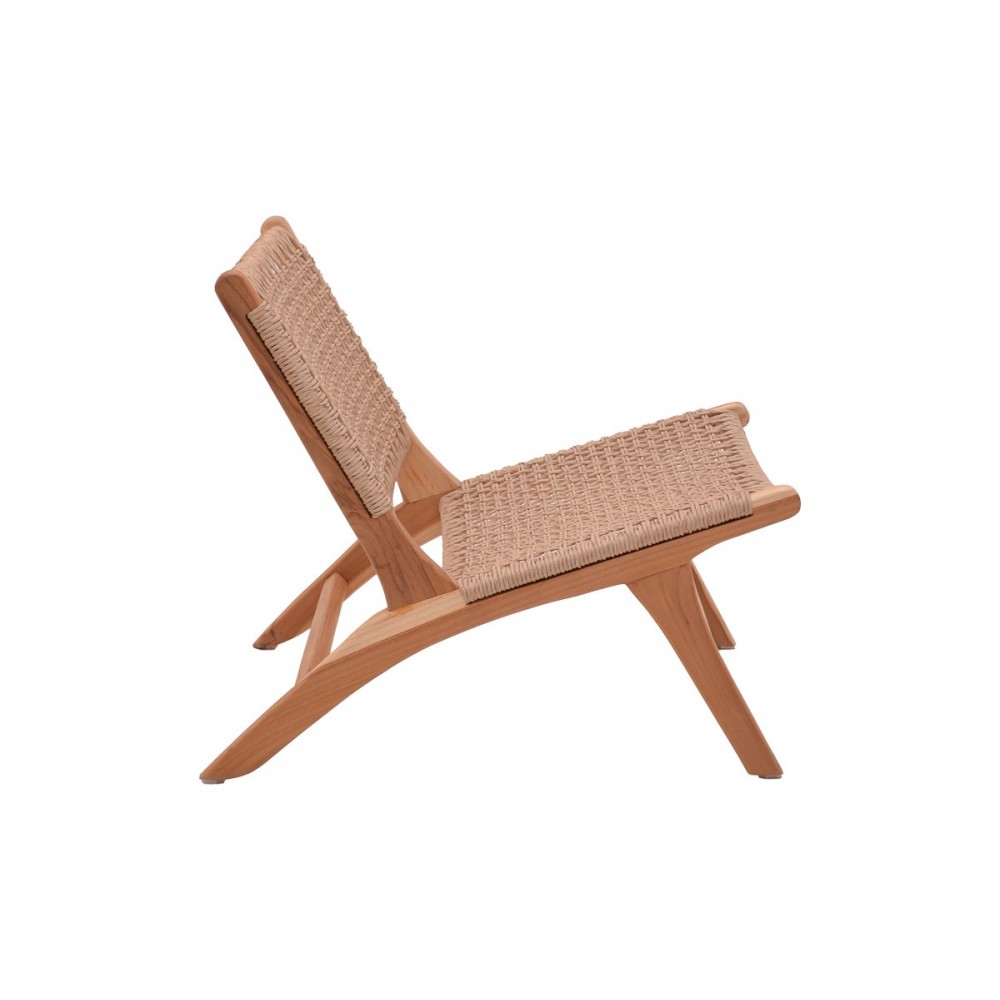 Πολυθρόνα "BEATRICE" από ξύλο/σχοινί σε φυσικό χρώμα 65x78x68